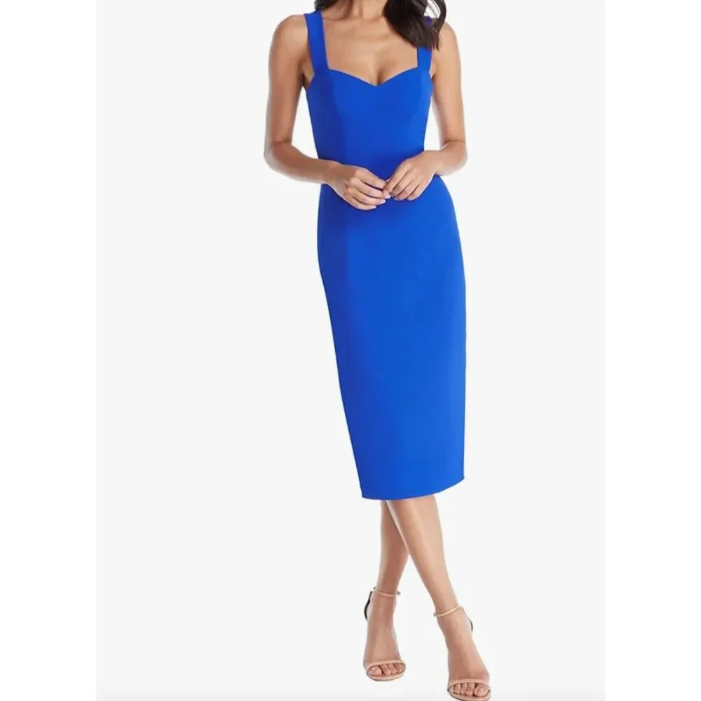~ Dress The Population LG Dress Royal Blue Midi Sleeveless Sweatheart - Picture 2 of 13